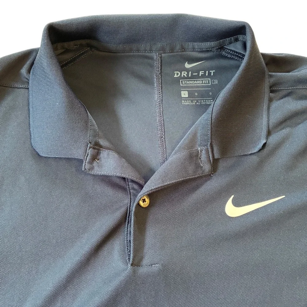 Nike Dri-FIT Polo Shirt Mens Large‎ L Standard Fit Golf Athletic Black